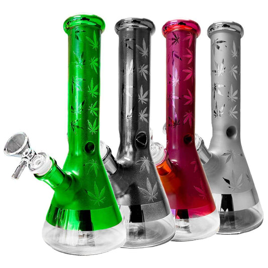 Weed Leaves Glass Bong 25cm